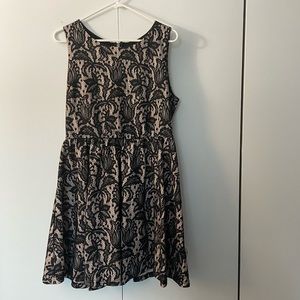 H&M lace overlay lined dress with exposed back zipper